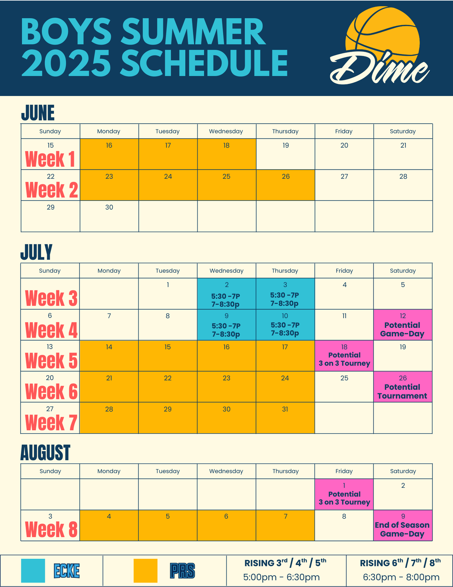 Boys Grades 6/7/8 - Summer Season 2025 (Weekly)